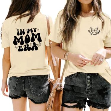 Imagem de Camiseta Women in My Mom Era Presente Mamãe Dia das Mães Funny Graphic Mom Camiseta Casual Manga Curta Tops, P3-damasco, M