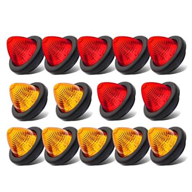 Imagem de Ledvillage 7 lâmpadas âmbar + 7 LED vermelhas de 5 cm de colmeia redonda com ilhós, para reboque de caminhão, reboque OL12 [pacote com 14]