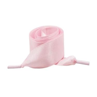 Imagem de Silk Satin Shoelaces Width Ribbon Flat Laces Women Boots Sneakers Shoelace Shoe Accessories (Color : Pink, Size : 140cm)