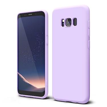 Imagem de oakxco Capa de telefone projetada para Samsung Galaxy S8 com aderência de silicone, capa de telefone de gel de borracha macia para mulheres e meninas, fina, flexível, protetora TPU 5,8 polegadas, lilás