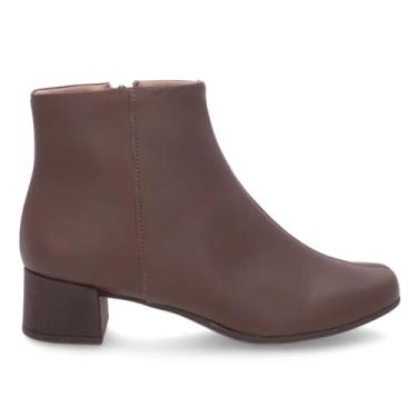 Imagem de Bota Usaflex Feminina Em Couro Salto Bloco Lisa Chocolate Al1101004 34