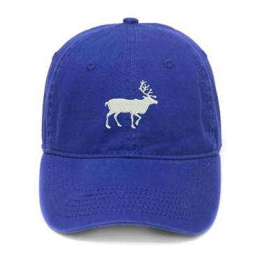 Imagem de Boné de beisebol masculino bordado Moose Animal algodão lavado, Azul, 7 1/8