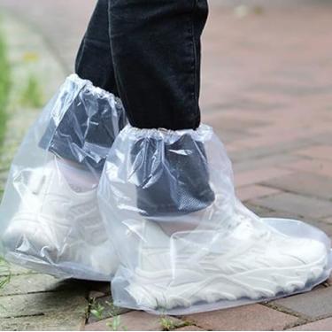 Imagem de Nenluny 10 pares de capas para botas de plástico descartáveis à prova d'água para homens e mulheres chuva ao ar livre dentro de casa galochas (transparente)