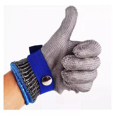 Imagem de Kit 6 Luvas G açougueiro malha aço proteção segurança