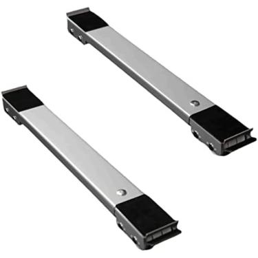 Imagem de Suporte para máquina de lavar, pedestal ajustável para secadora, base móvel multifuncional ajustável, base móvel universal com 24 rodas, prata