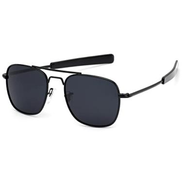Imagem de Óculos de sol aviador masculino polarizado, 55 mm, com hastes de baioneta, Armação preta, lente cinza