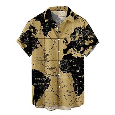Imagem de Camisetas masculinas havaianas tropicais estampadas camiseta masculina manga curta gola tartaruga praia outono verão 2024, P-451 Preto, XXG