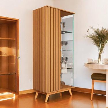 Imagem de Cristaleira Moderna Açaí Ripada Nature JB Móveis