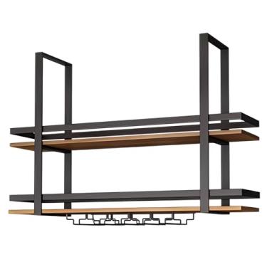 Imagem de Porta-vinhos Suspenso Moderno, Porta-vinhos Estreito Pendurado Com Suporte De Vidro, Porta-garrafas De Vinho Para Bar Restaurante(31x31x12in)