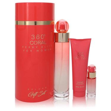 Imagem de Perf.Fem.Perry Ellis 360 Coral - Kit Presente 100 Ml Eau De Parfum 7 Ml Mini Edp+90 Ml Gel de Banho