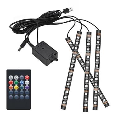 Imagem de Luzes LED de carro luzes interiores inteligentes lâmpada neon atmosfera com controle de aplicativo RGB luzes internas do carro com modo DIY e modo de música, design de 2 linhas para carros com