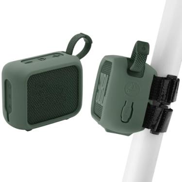 Imagem de TXEsign Capa protetora de silicone para JBL Go 4, Go 4, bolsa de transporte de viagem com capa de carregamento antipoeira com alça de suporte para alto-falante (verde)
