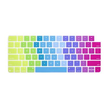 Imagem de HRH Capa de silicone para teclado iMac 24 polegadas 2021 Magic Keyboard com Touch ID A2449 capa protetora para iMac 24 polegadas M1 Chip 2021 Magic Keyobard A2450-Rainbow