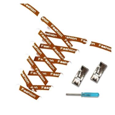 Imagem de Cadarços Elásticos De Fivela De Metal Para Tênis Sem Cadarço Para Crianças E Adultos, Cadarços Rápidos E Preguiçosos Para Pessoas, Acessórios Para Sapatos(Brown)
