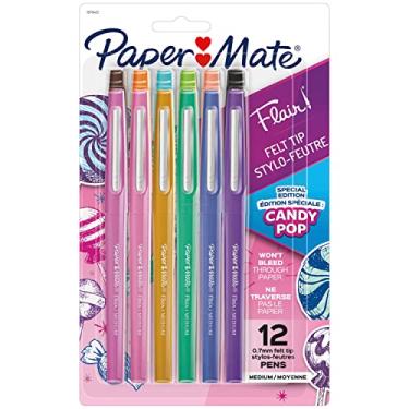 Imagem de Paper Mate® Marcadores de ponta de feltro Flair® Candy Pop, ponta média (0,7 mm), cores sortidas, pacote com 12