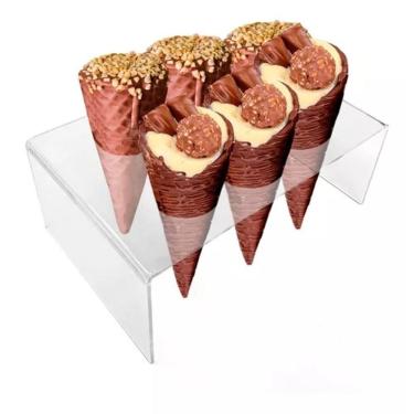 Imagem de Porta Sorvete Casquinha Acrílico Pizza Cone Temaki Doces 6f