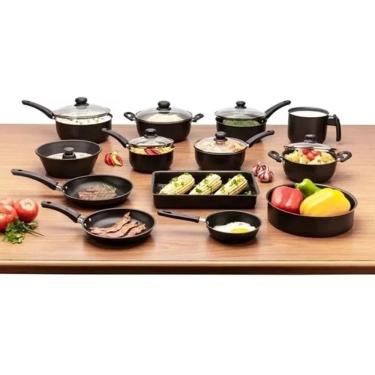 Imagem de Jogo De Panelas 13 Peças Teflon Antiaderente Tampa Vidro