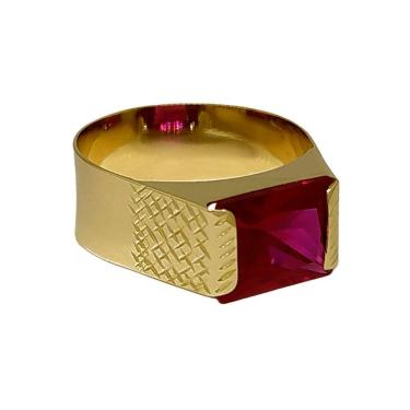 Imagem de Anel Em Ouro 10k 416 Masculino Pedra Retangular Cores