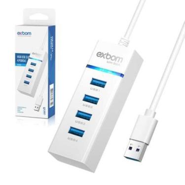 Imagem de Hub Usb 3.0 4 Portas Branco Com Led 5Gb/S Uh-30A - Exbom