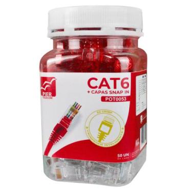 Imagem de Pote Com Conectores Macho Plug RJ45 Cat6 de Passagem EZ Crimp 50 peças