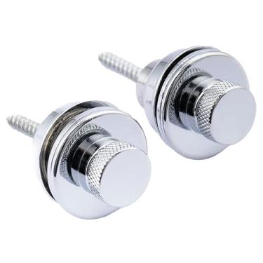 Imagem de Musiclily Big Flated Head Guitar Bass Security Strap Locks Systems Buttons for Fender Strat Tele Electric Acoustic Guitar Bass Parts, cromado (pacote com 2)