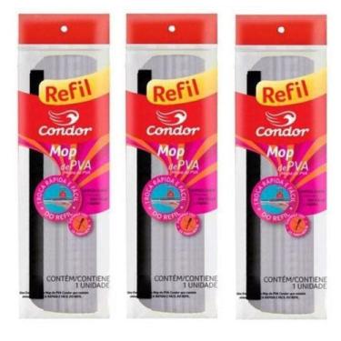 Imagem de Kit Com 3 Refil Para Mop De Pva Rodo Mágico Lava e Seca Espuma Absorve
