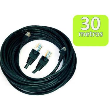 Imagem de Cabo de Rede Internet CFTV Montado Pronto para Uso Preto Cat5 30 metro