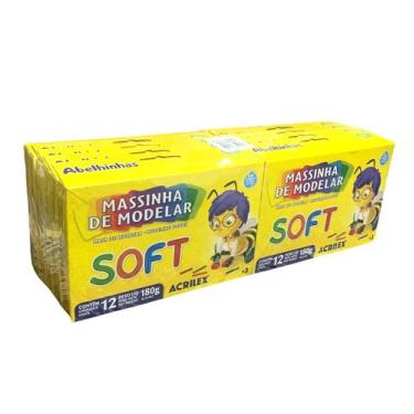 Imagem de Massinha de modelar kit 12 caixas 12 cores escolar infantil - Acrilex