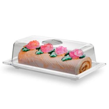 Imagem de Porta Pão Torta Bolo Rocambole AcrílicoTransparente 28x15x9 - Ric