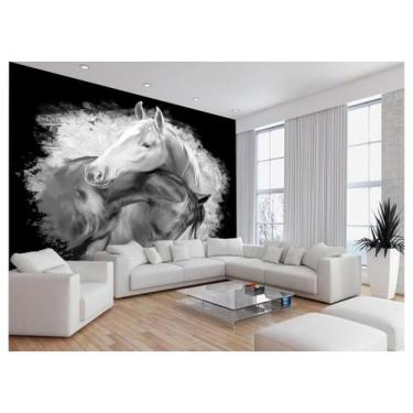 Imagem de Papel De Parede Animais Casal Cavalos Fazenda 3,5M Anm342 - Você Decor