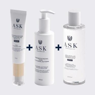 Imagem de Kit Fotoprotetor Solar , Sabonete com Gluco e Água Micelar ASK