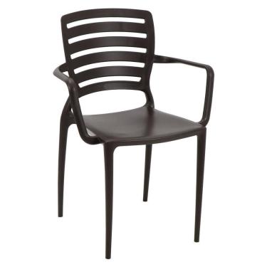 Imagem de Cadeira Tramontina Sofia Encosto Horizontal Com Braços Em Polipropileno E Fibra De Vidro Marrom