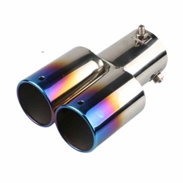 Imagem de Ponteira de Escape Dupla Reta em Aço Inoxidável, Acabamento Cromado (Azul)