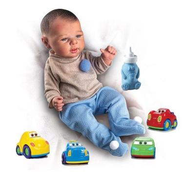 Imagem de Baby Cars Coloridos Seguros +Boneco Reborn Realista Infantil - Big Sta