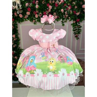 Imagem de Vestido Infantil Temático Gigi Galinha pintadinha Rosa, Rosa, 4