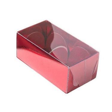 Imagem de Caixa 2 Doces com Tampa Transparente Nº 2 (8,5cm x 4cm x 3,5cm) Vermel
