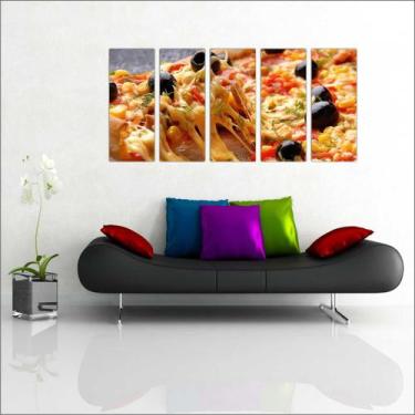 Imagem de Quadro Decorativo Gourmet Pizzarias Pizza Food 5 Peças GG5 - Vital Qua
