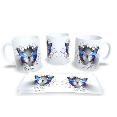 Imagem de Caneca Branca de Porcelana Personalizadas Arte Espelhadas em 3D Animais (Borboleta 1)