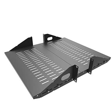 Imagem de Jingchengmei Suporte de prateleira para servidor 2U Cantilever - 48 cm, conjunto de 2 peças de montagem central, ventilado - para equipamentos AV/dados, capacidade de peso de 50 kg (2U2PC10V, preto)