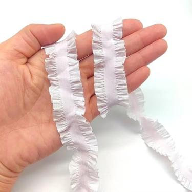 Imagem de Lmlliang Acabamento elástico de renda de 2,5 cm, fita de algodão elástico, acabamento elástico macio com babados para costura, lingerie DIY, artesanato, decoração de casamento (rosa)