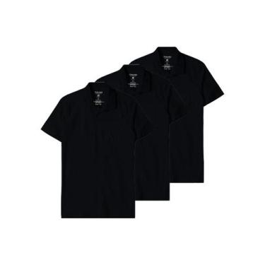 Imagem de Kit com 3 Camisetas Polo Masculina Malwee 1000004429, Preto, G