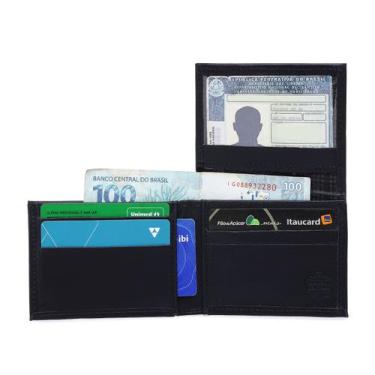 Imagem de Carteira masculina em couro legitimo porta cartao romoro, Preto