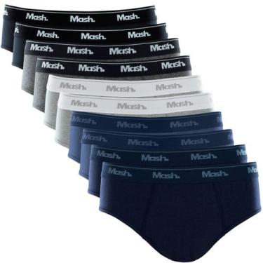 Imagem de Kit com 10 Cuecas Mash Slip de Algodão Cotton Masculina, P, Multicor s