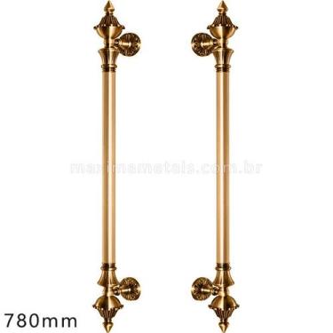 Imagem de Puxador Duplo Classic 780mm Ouro Velho Porta Pivotante Correr Passagem