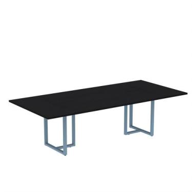 Imagem de Mesa de Reunião Retangular Tubular P25 Pandin 2,6 M Preto e Azul Dali
