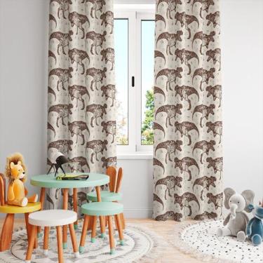 Imagem de Cortina Tecido Oxford Quarto Infantil Dinossauro T-Rex Fóssil - 280x22