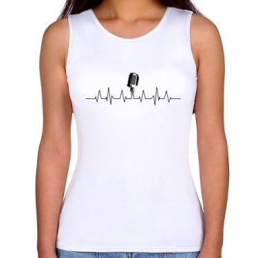 Imagem de Regata Feminina Microfone Batimentos Cardíacos - Foca na Moda, Branco,