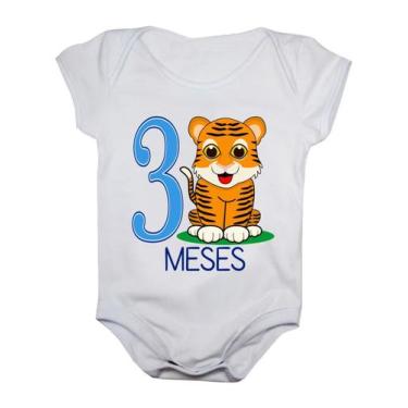 Imagem de Body de Bebê Manga Curta Aniversário 3 Meses Safari - Calupa, M