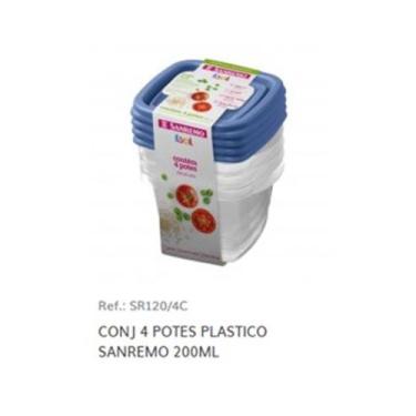 Imagem de Kit 4 Potes Para Alimentos Quadrado 200 ML Transparente Sanremo - SR12