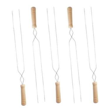 Imagem de Kit 5 Espetos duplo inox c/ cabo de madeira churrasco - Araminas